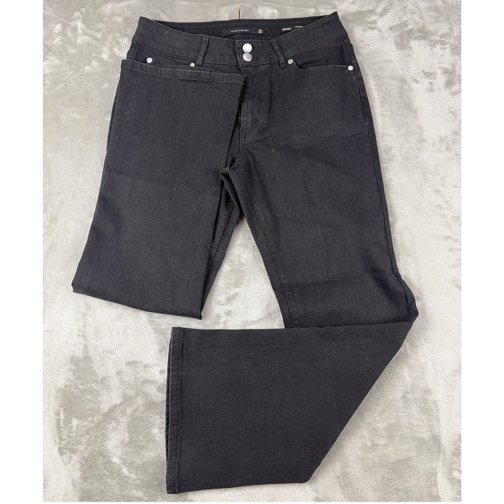 Tahari Daphne Double Button Miniboot Black Jeans Womens 10P Petiteā Bootcut